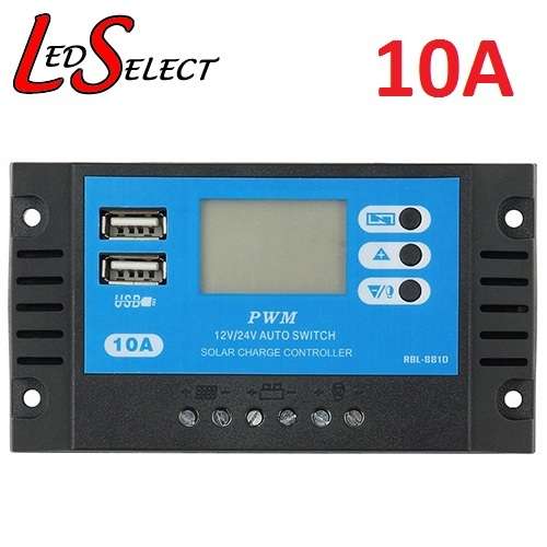 Solar Charge Controller Regulator 12/24V 10A with Display USB (2 Per Order) **LOCAL STOCK**