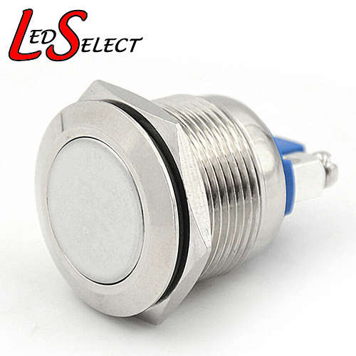 Switch Stainless Steel Finish Push Button Momentary Flat 19mm **LOCAL STOCK**