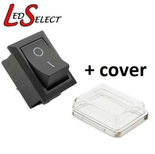 Switch Rocker Panel Button 2 PIN Black 250V 6A with Clear Cover **LOCAL STOCK**