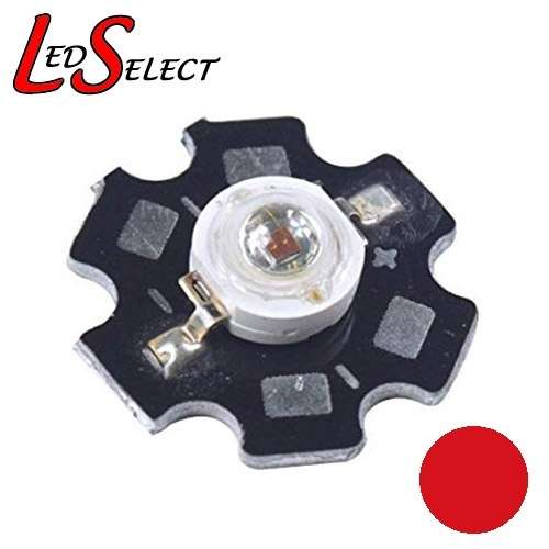 1W Led Deep Red on Aluminium base **LOCAL STOCK**