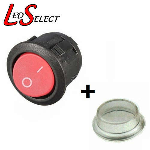 Switch Rocker Red 16mm Round 220V AC with Waterproof Clear Cover **LOCAL STOCK**