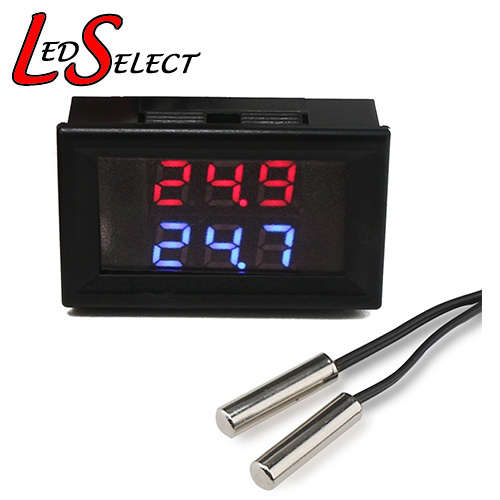 Temperature Meter 5V-24V Blue/Red + 2 Probe for Car Aquarium Fridge **LOCAL STOCK**