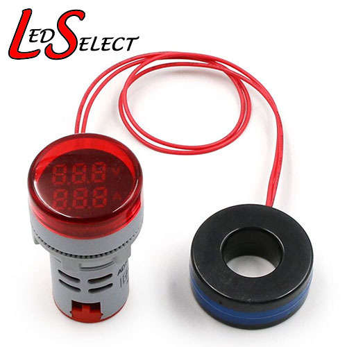 Meter Volt + Amp 22mm 220V AC (220V 100A) Red **LOCAL STOCK**