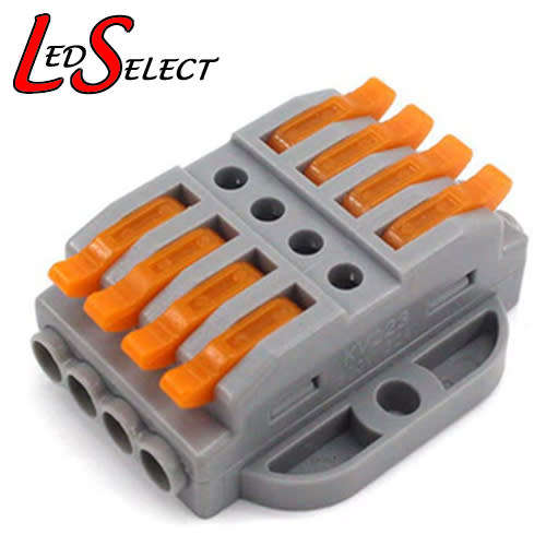 Wire Connector Double Sided Wago 4 Lever for 0.08mm to 4mm wire with Mount Holes **LOCAL STOCK**