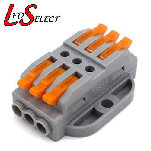 Wire Connector Double Sided Wago 3 Lever for 0.08mm to 4mm wire with Mount Holes **LOCAL STOCK**