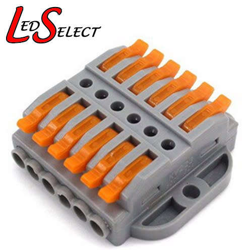 Wire Connector Double Sided Wago 6 Lever for 0.08mm to 4mm wire with Mount Holes **LOCAL STOCK**