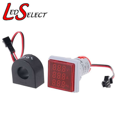 Voltmeter Ammeter Hz AC 220V 31mm Square Red **LOCAL STOCK**