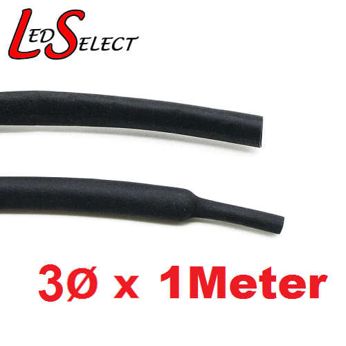 Heat Shrink 3mm Diameter 1 Meter Long Black **LOCAL STOCK**