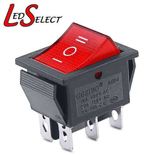Switch Rocker Panel Button 6 PIN Red 250V 16A On-Off-On **LOCAL STOCK**