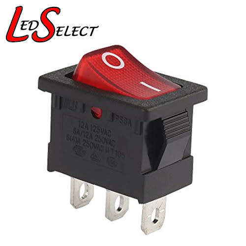 Switch Rocker Panel Button 3 PIN Red Illuminated Led 250V 6A On-Off **LOCAL STOCK**