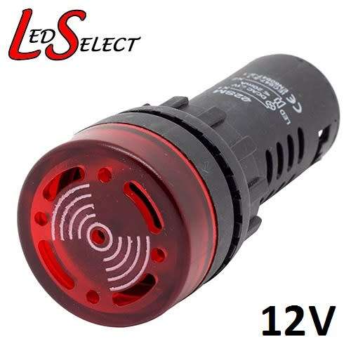 Alarm Buzzer Flashing Signal Red Led DC 12V 22mm **LOCAL STOCK**