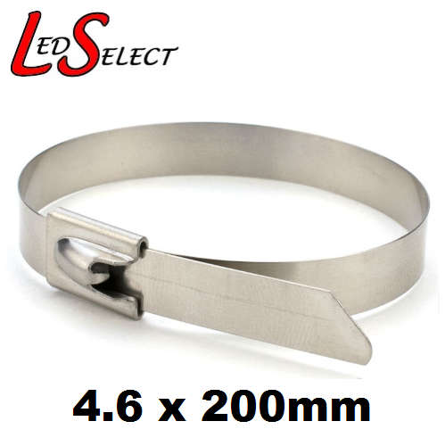 Stainless Cable Tie Strap Ball Self Locking 200mm x 4.6mm (50mmØ) **LOCAL STOCK**