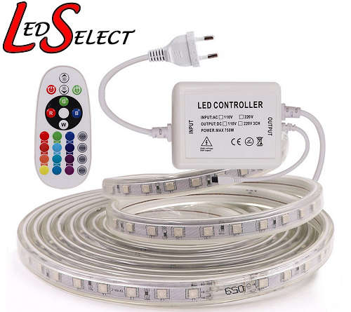 LED Strip 5M & Remote RGB 220V 5050 60Led p/m 14W per mtr **LOCAL STOCK**