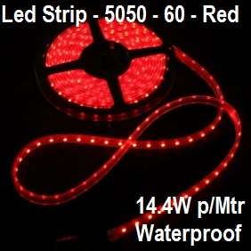 Led Strip Light 5050-Red-Waterproof-60 Led p/mtr-14.4W p/mtr-Price p/mtr