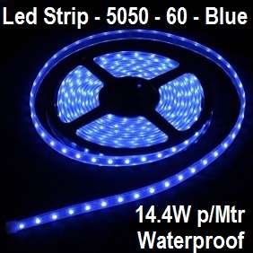 Led Strip Light 5050-Blue-Waterproof-60 Led p/mtr-14.4W p/mtr-Price p/mtr