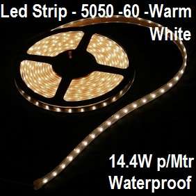 Led Strip Light 5050-Warm White-Waterproof-60 Led p/mtr-14.4W p/mtr-Price p/mtr