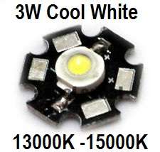 3W Led Cool White 13000K -15000K 3.4-3.8V 600mA on Aluminium Base