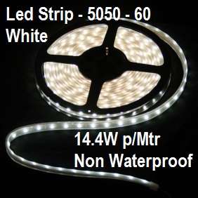 Led Strip Light 5050-Cool White-Non Waterproof-60 Led p/mtr-14.4W p/mtr