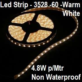 Led Strip Light 3528-Warm White-Non Waterproof-60 Led p/mtr-4.8W p/mtr **IN STOCK**
