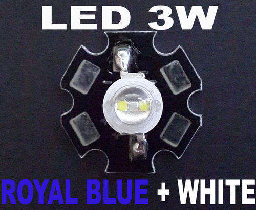 3W Led for Aquarium (2x White 10K /1x Royal Blue 450nm) on Aluminium Base Plate