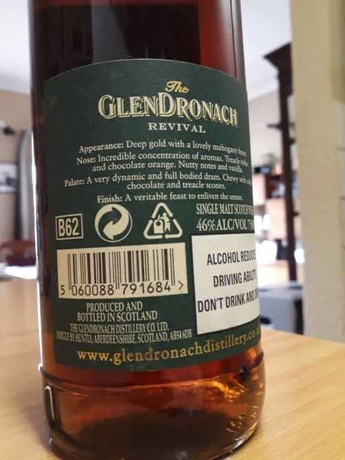 Glendronach 15 year old Revival Highlands Single Malt Scotch whisky
