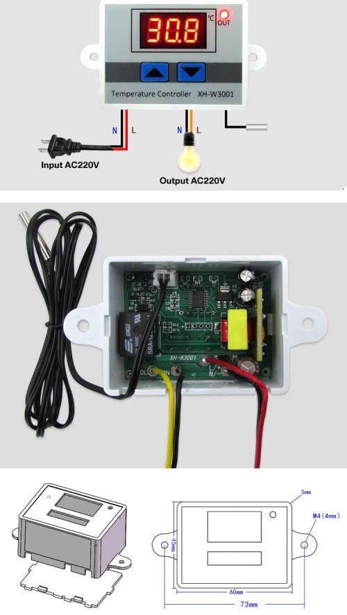LOCAL STOCK - XH-W3001 220V 10A Digital LED Temperature Controller Thermostat Control Switch Probe