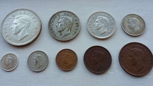 BEAUTIFUL COMPLETE 1952 SA UNION SET OF COINS! 5 SHILLING TO FARTHING!!!