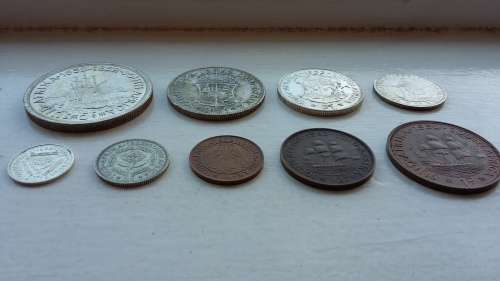 BEAUTIFUL COMPLETE 1952 SA UNION SET OF COINS! 5 SHILLING TO FARTHING!!!