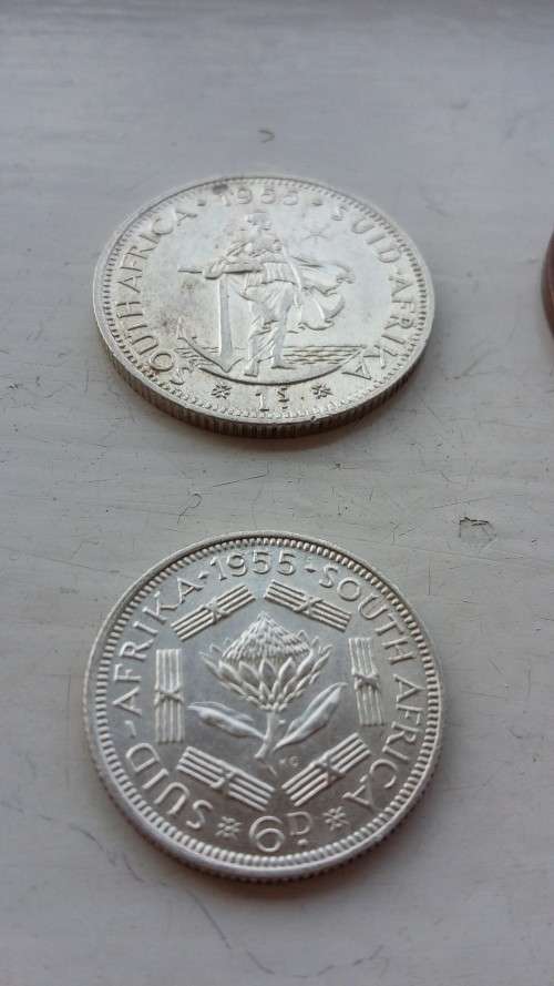 PARTIAL SET OF SA UNION 1955 COINS! BID FOR LOT! GOOD CONDITION!!!