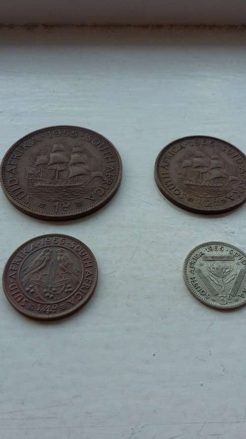 PARTIAL SET OF SA UNION 1955 COINS! BID FOR LOT! GOOD CONDITION!!!