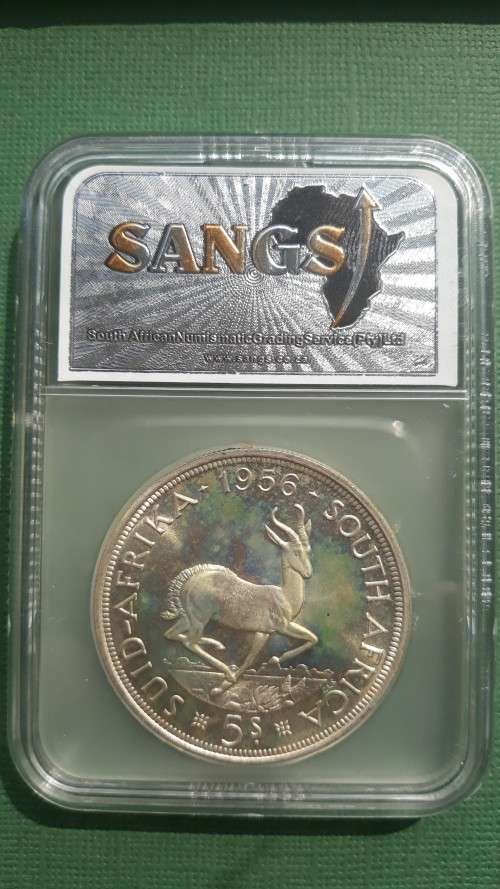 1956 SA Union 5 Shillings (Crown) Proof SANGS PF62. Beautiful! R1 Start!