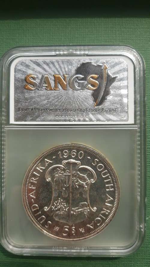1960 SA Union 5 Shillings (Crown) Proof SANGS PF62. Beautiful! R1 Start!