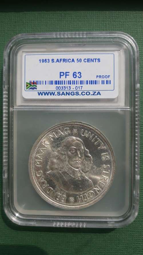 1963 RSA 50c Coin Proof SANGS PF63. Beautiful! R1 Start!