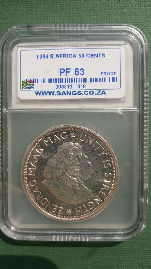 1964 RSA 50c Coin Proof SANGS PF63. Beautiful! R1 Start!