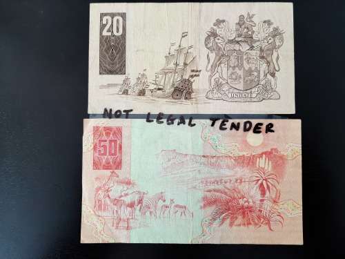 Complete Collection of 1980's Gerhard de Kock Banknotes! R 50 to R 2! Bid for lot!