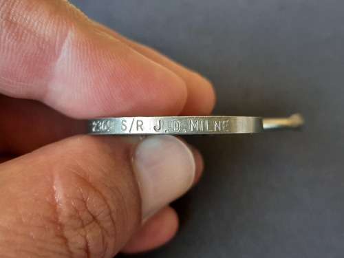 RARE!!! FULL SIZE RHODESIAN MEDAL WITH TWO WW2 DOG TAGS ALL AWARDED TO S/R J.D. MILNE!