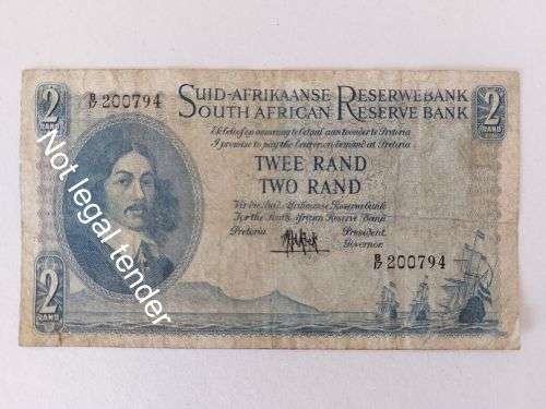 Super Sale! MH de Kock RSA 1961 Fourth and Only Issue R2 Note: A/E!