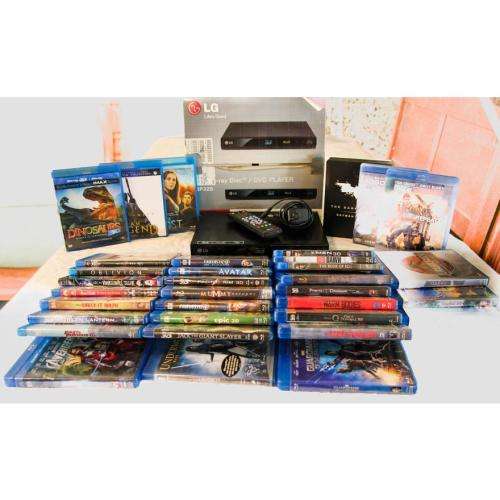 LG 3D Blu-ray DVD Player, includes 34 Blue Ray dvd`s