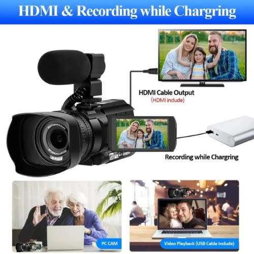 KOMERY RX100 4K Ultra HD 48MP Camcorder Video Camera for YouTube Live Streaming 30X Digital Zoom IR
