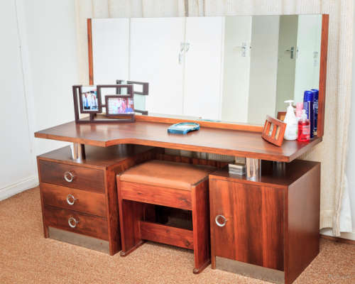 Wooden Dressing Table with Large Mirror
