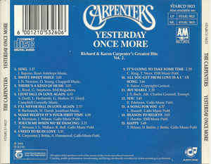 Carpenters - Yesterday Once More - Richard & Karen Carpenter's Greatest Hits Vol. 2 (CD, Comp)