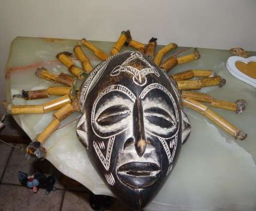 Old Tribal Chokwe Rasta Mask - Wood carved