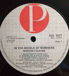 Modern Talking - In The Middle Of Nowhere - The 4th Album (LP, Album)