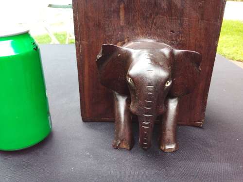 Wooden Elephant Book Ends - AMAZING CONDITION