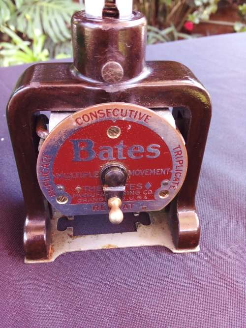 VINTAGE BATES STANDARD MULTIPLE MOVEMENT NUMBERING MACHINE 6 WHEELS  SIZE E (920607) MADE IN U.S.A