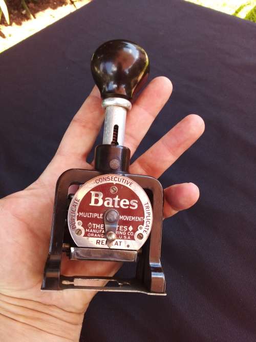 VINTAGE BATES STANDARD MULTIPLE MOVEMENT NUMBERING MACHINE 6 WHEELS  SIZE E (920607) MADE IN U.S.A