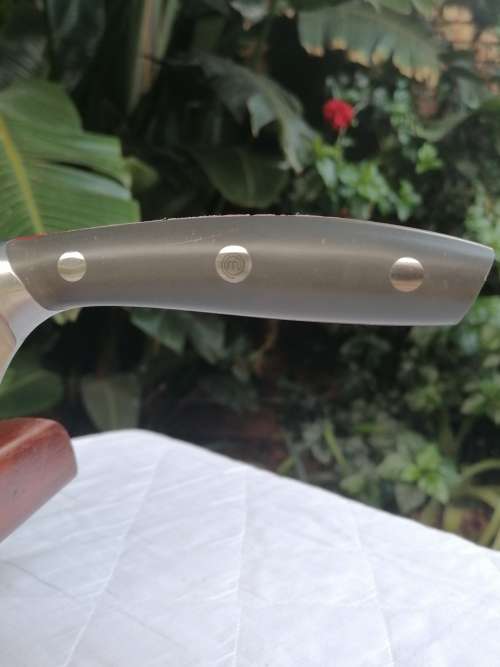 BILTONG CUTTER - MASTERCHEF X30CR13 CLEAVER - B245A - WITH OAK WOODEN STAND - AMAZING VERY HEAVY