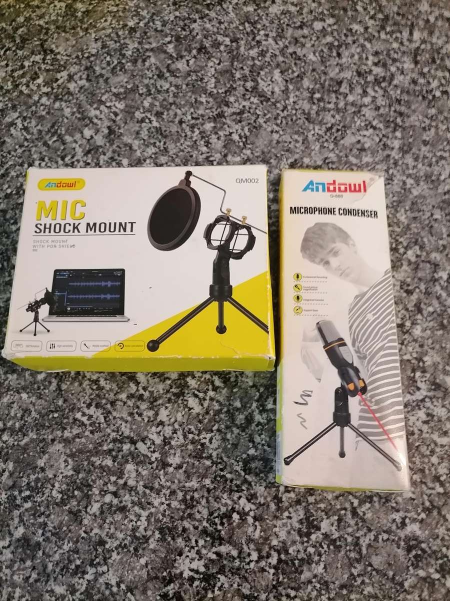 Andowl Mic Shock MIC SHOCK MOUNT - QM002 - WITH POP SHEILD - FREE MICROPHONE CONDENSER - BRAND NEW