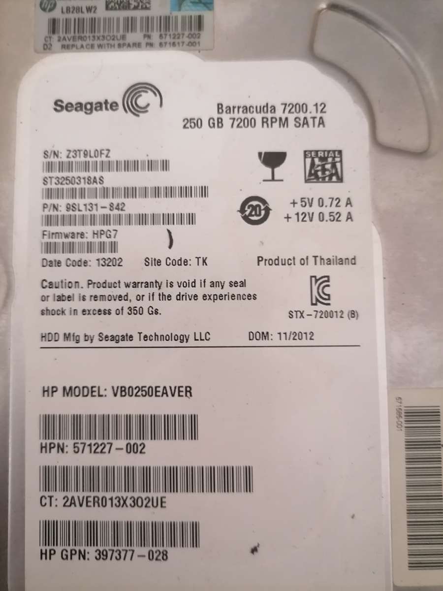 Seagate Barracuda 7200.12 - 250 GB HARD DRIVE - 7200 RPM SATA - TESTED