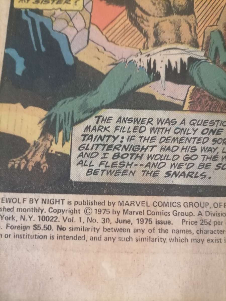 Marvel Werewolf by Night Red Slash Across Midnight Vol 1 No 30 June 1975 - EXCELLENT CONDITION COMES